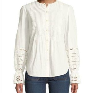Veronica Beard mili eyelet bell sleeve blouse